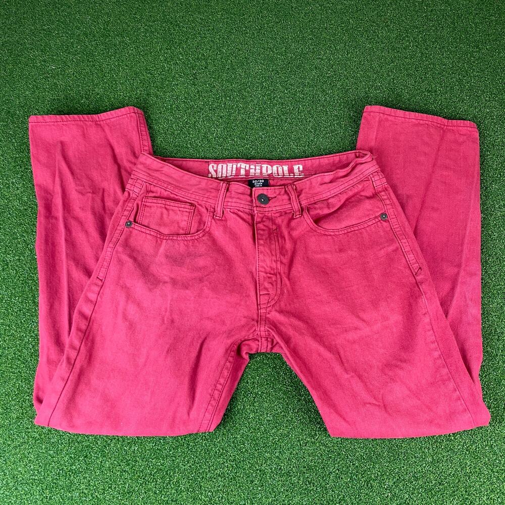 RARE Southpole Pink Denim Jeans Mens 32x30 Y2K Hip Hop Streetwear Straight Leg